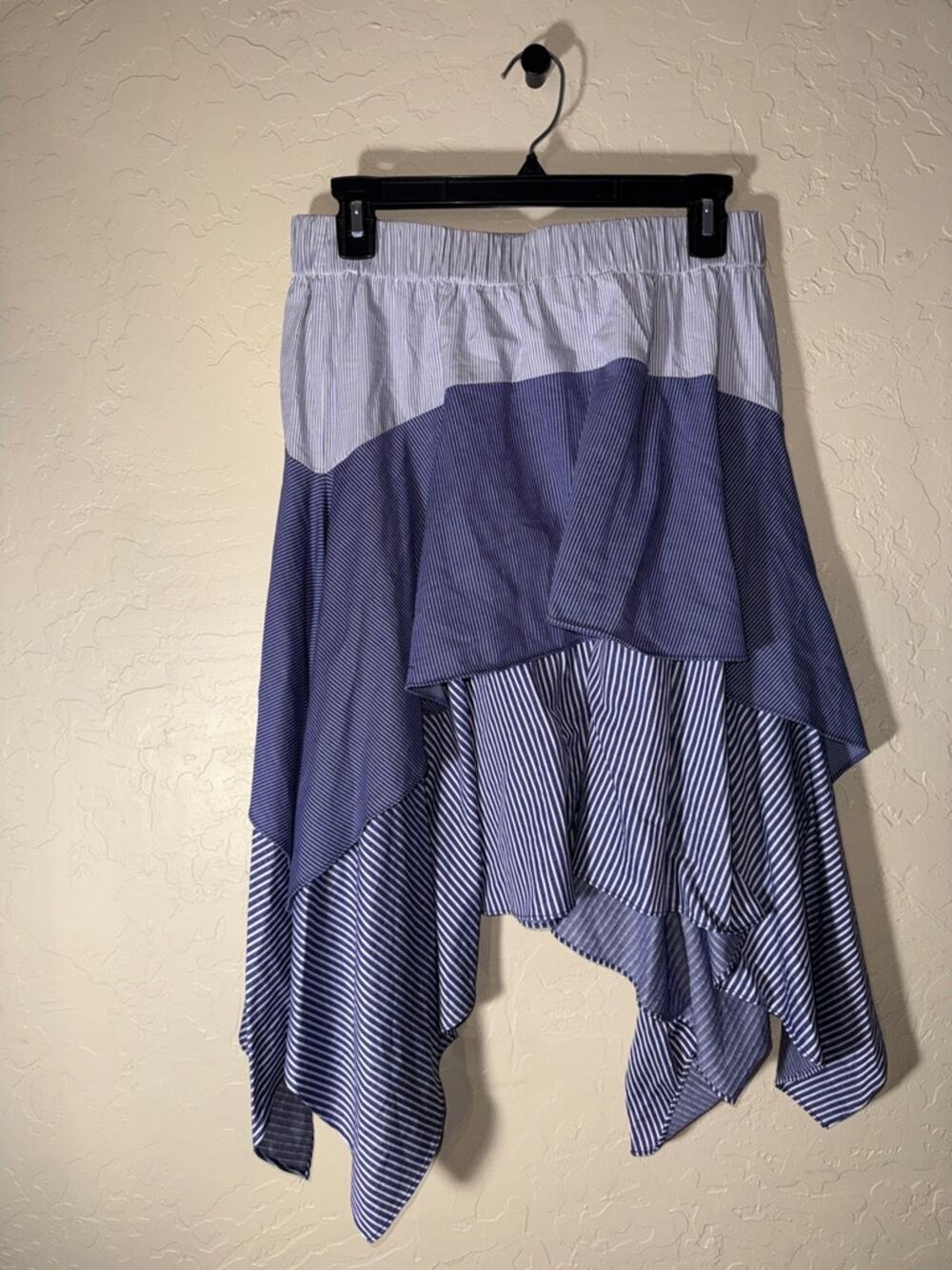 Opening Ceremony Cody asymmetrical tiered mixed-material nautical coastal skirt